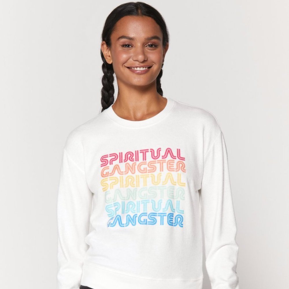 NWT $75 Spiritual Gangster Rainbow Savasana Sweater Sweatshirt Medium